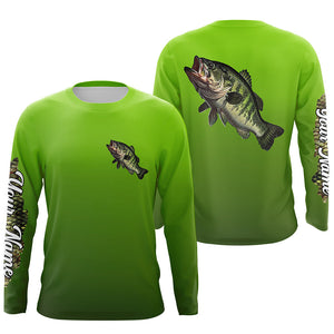 Largemouth bass fishing green scales Custom Name UV protection long sleeve fishing jersey NQS3143