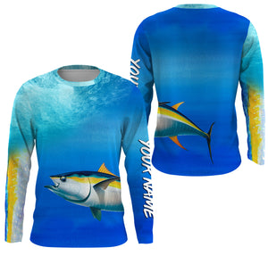 Tuna fishing scales blue ocean sea wave camo Custom Name sun protection UPF 30+ fishing jersey NQS3414