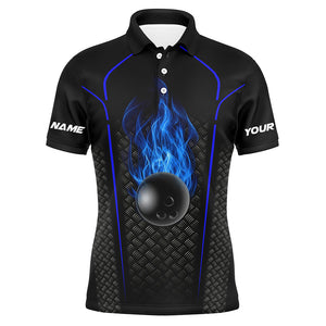 Bowling Shirt For men custom polo Bowling Jersey 3D Bowling Team Shirt For men | Black Blue NQS5143