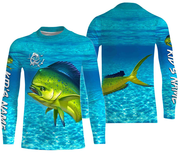 Mahi mahi (Dorado) Fishing Customize Name Fishing Water Camo All Over Printed Shirts Personalized Fishing Gift For Adult And Kid NQS382