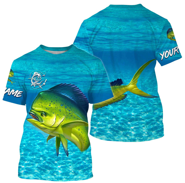 Mahi mahi (Dorado) Fishing Customize Name Fishing Water Camo All Over Printed Shirts Personalized Fishing Gift For Adult And Kid NQS382