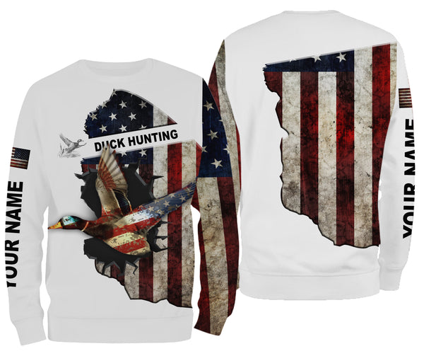 Duck hunting American flag patriotic legend duck hunter 3d shirts- personalized duck hunting hoodie, sweatshirt, shirts for men, women, kid NQSD24