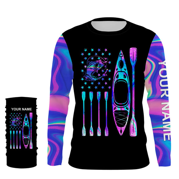 Kayak bass fishing American flag galaxy fishing shirts, camo leggings, UV protection quick dry Customize name long sleeves UPF 30+ NQSD221