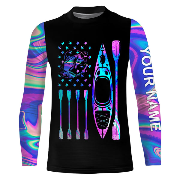 Kayak bass fishing American flag galaxy fishing shirts, camo leggings, UV protection quick dry Customize name long sleeves UPF 30+ NQSD221