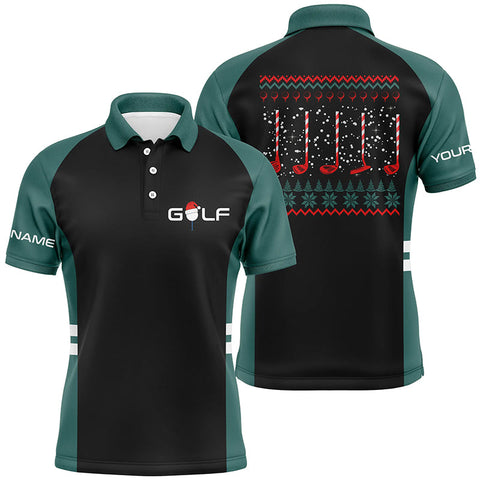 Green and black Mens golf polo shirt custom Christmas golf clubs mens golf polos  NQS6548