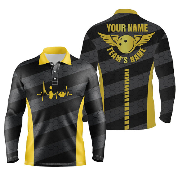 Bowling polo shirts for men custom bowling team shirts for bowlers, team bowling jerseys | Yellow NQS5185