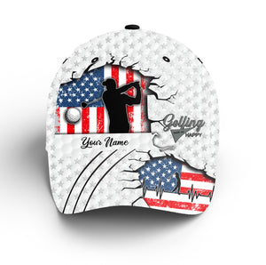 Golfing makes me happy custom name American flag golf hat Unisex baseball golf cap hat NQS3440