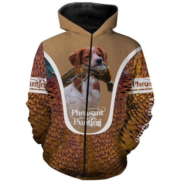 Brittany Pheasant hunting dog Custom name All over print Shirts, Personalized Hunting gifts FSD4000