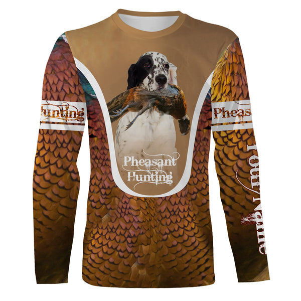 English Setter Pheasant hunting dog Custom name All over print Shirts, Personalized Hunting gifts FSD4002