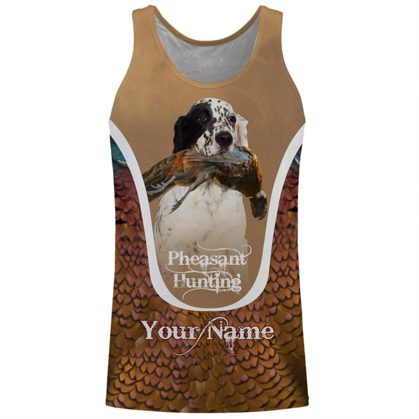 English Setter Pheasant hunting dog Custom name All over print Shirts, Personalized Hunting gifts FSD4002