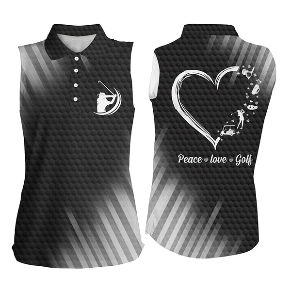 Multi-color Womens sleeveless polo shirts peace love golf, best womens golf shirts NQS4355