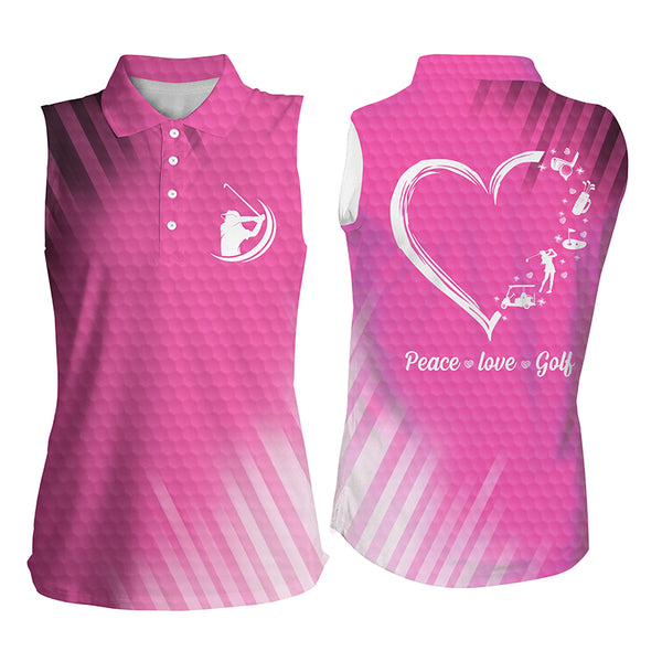 Multi-color Womens sleeveless polo shirts peace love golf, best womens golf shirts NQS4355