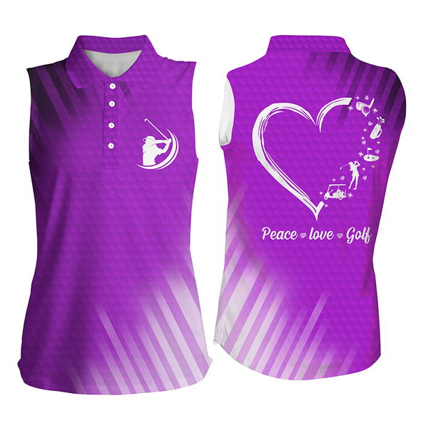 Multi-color Womens sleeveless polo shirts peace love golf, best womens golf shirts NQS4355