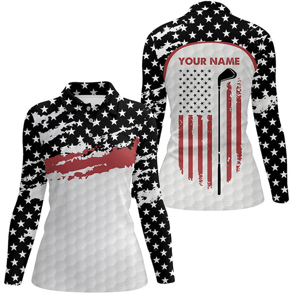 Womens golf polo shirts custom golf club American flag patriotic white golf shirts for women NQS5756