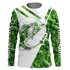 Largemouth Bass Fishing green camo performance fishing shirts Custom long sleeves shirts NQSD175