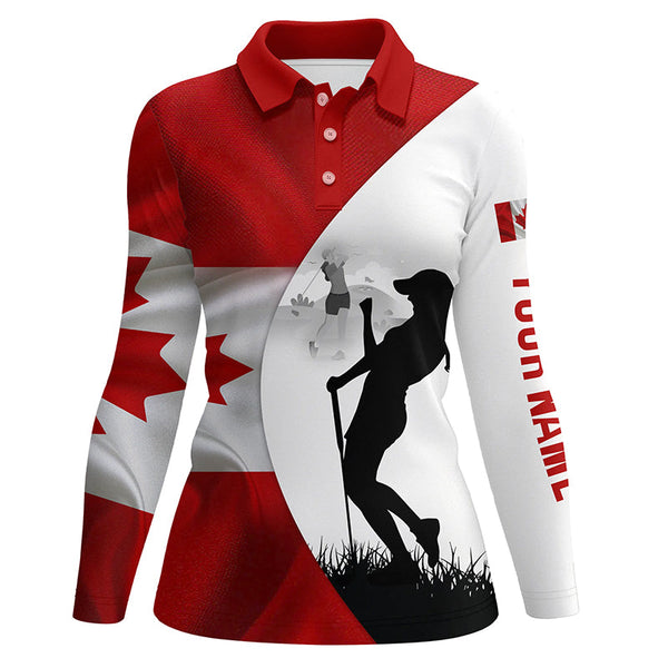 Womens golf polo shirts Canadian flag patriotic personalized Canada ladies golf top NQS5761