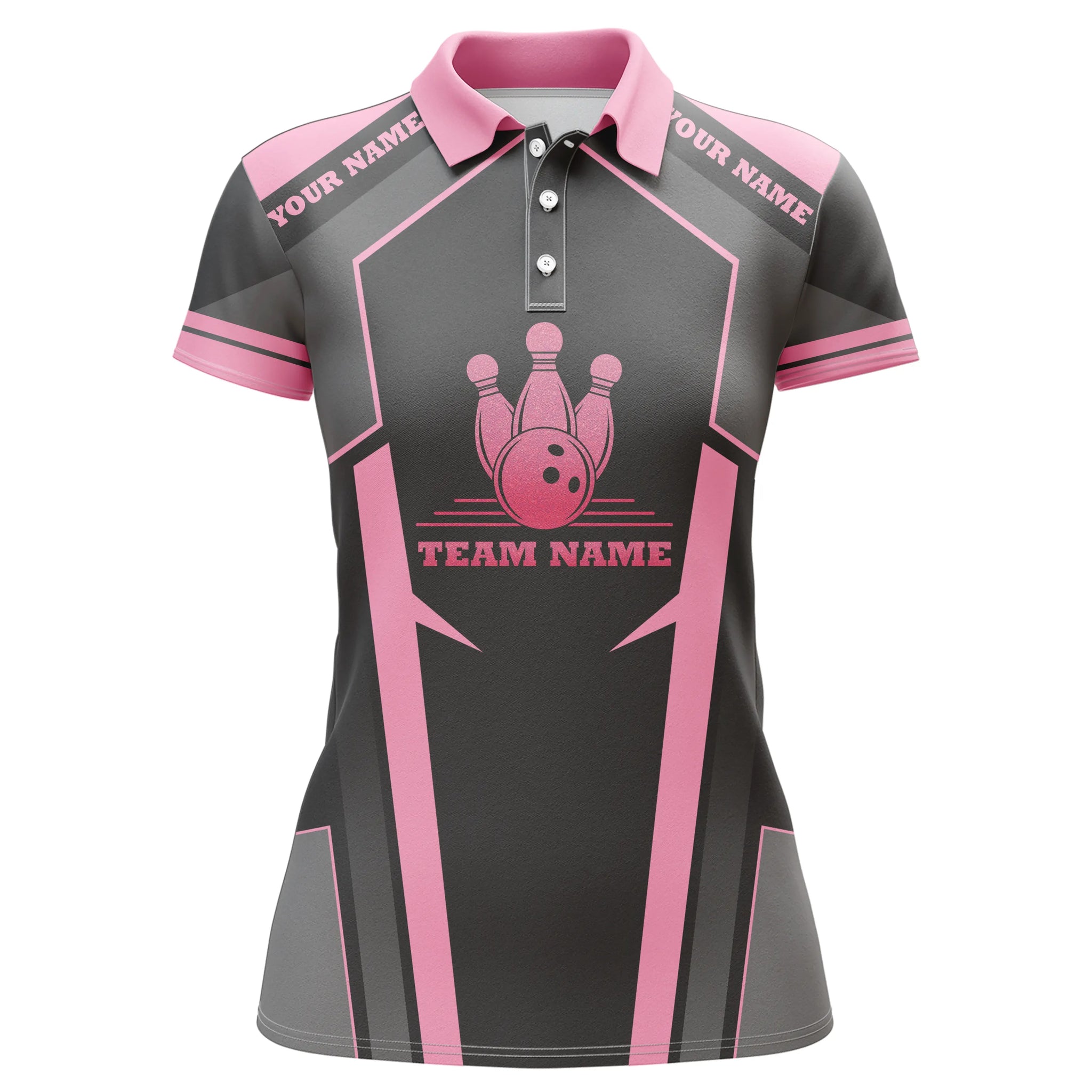 Personalized bowling shirts for women Custom pink Short Sleeve Polo team Bowling Shirts for Girl NQS4747