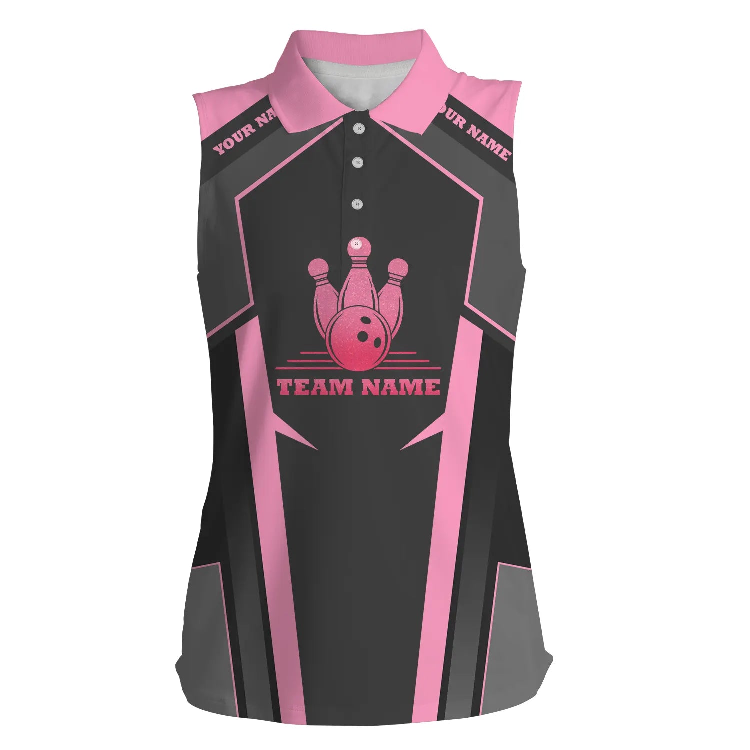 Personalized bowling shirts for women Custom pink sleeveless polo team Bowling Shirts for Girls NQS4747