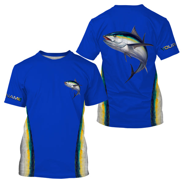 Tuna fishing blue ocean tuna fish scales saltwater fishing Custom Name 3D All over printed Fishing Shirts UV protection UPF 30+ NQS2536