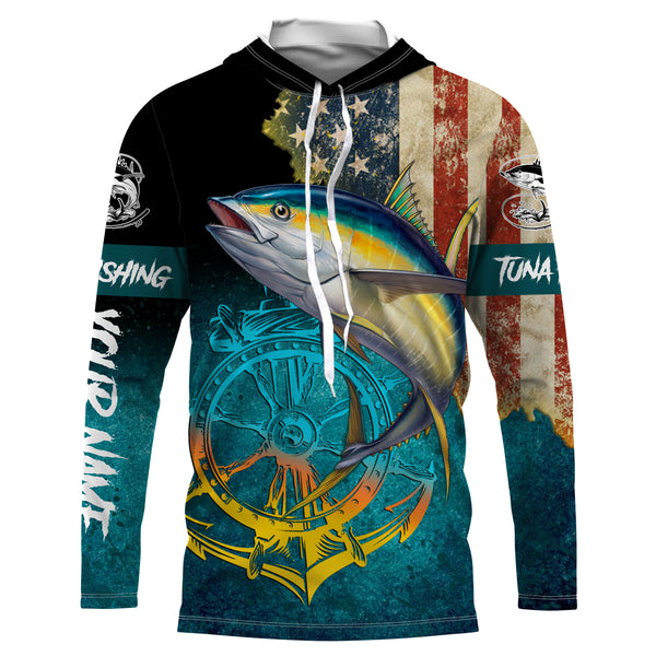 Tuna fishing American flag patriotic Custom upf fishing Shirts jersey, custom fishing shirts with hood NQS3103