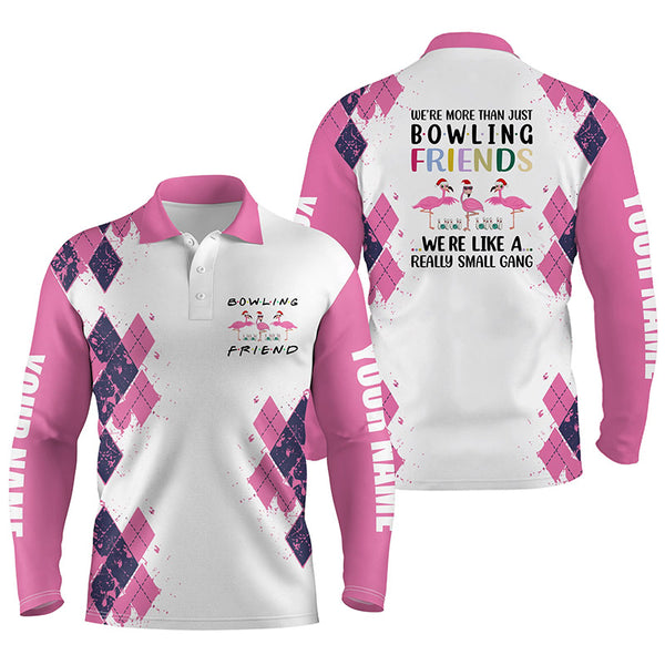 Bowling shirts for men custom name we're more than just bowling friends flamingo, funny bowl gifts NQS4424