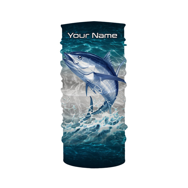 Tuna fishing blue sea water camo Custom Name performance long sleeve fishing shirts uv protection NQS3655