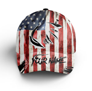 American flag fish hook Custom fishing hat Unisex Fishing Baseball Angler flag hat cap NQS3524