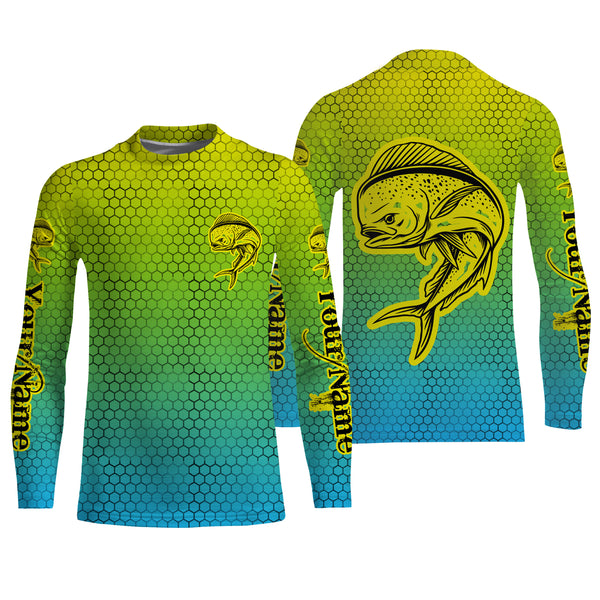 Mahi Mahi Custom Long Sleeve performance Fishing Shirts, Mahi Mahi Fishing jerseys  IPHW3023