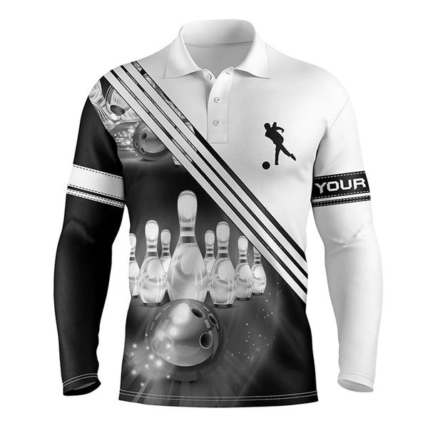 Custom bowling shirts for men bowling ball and pins team shirt, custom bowling jerseys | White NQS4452