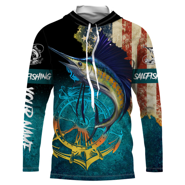 Sailfish fishing American flag patriotic Custom upf fishing Shirts jersey, custom fishing shirts NQS3115