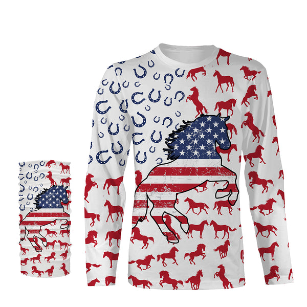 Horse American flag patriotic 3D All Over Printed horse shirts, animal shirts, gift for horse lovers NQS2905