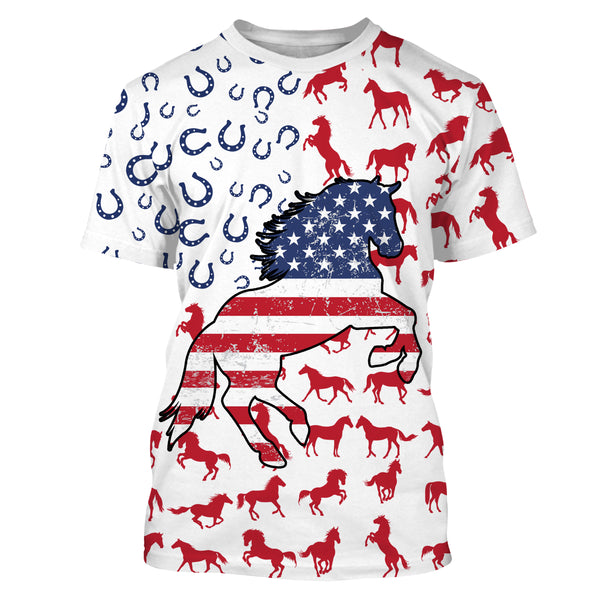 Horse American flag patriotic 3D All Over Printed horse shirts, animal shirts, gift for horse lovers NQS2905