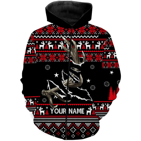 Funny Ugly Sweater pattern Deer shed Hunting Custom All over print Shirts, Christmas shirt for hunter NQS4466