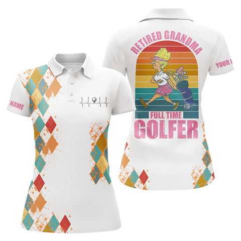 Vintage Womens golf polo shirt custom retired grandma full-time golfer funny retired gift for grandma NQS5382