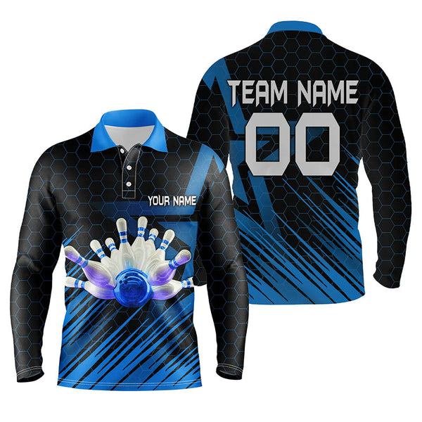 Blue Bowling Shirt For men Custom polo Bowling Jersey 3D Bowling Team Shirt For men NQS5139