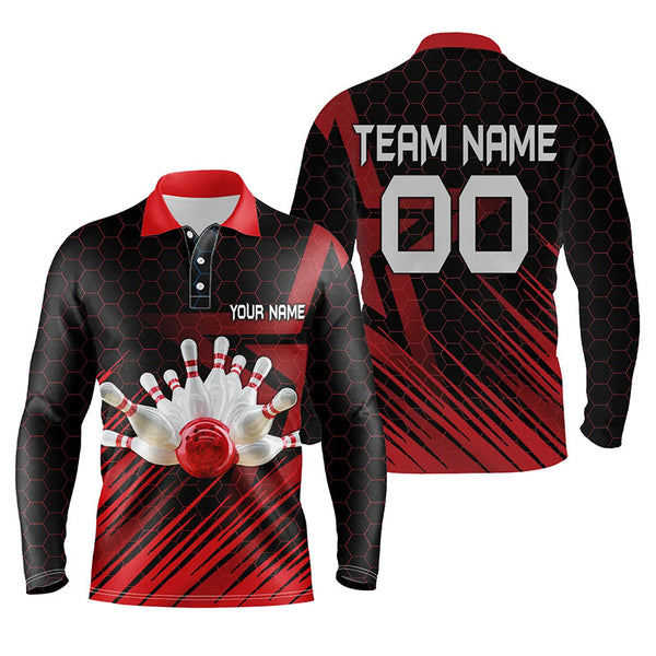 Red Bowling Shirt For men Custom polo Bowling Jersey 3D Bowling Team Shirt For men NQS5140