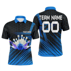 Blue Bowling Shirt For men Custom polo Bowling Jersey 3D Bowling Team Shirt For men NQS5139