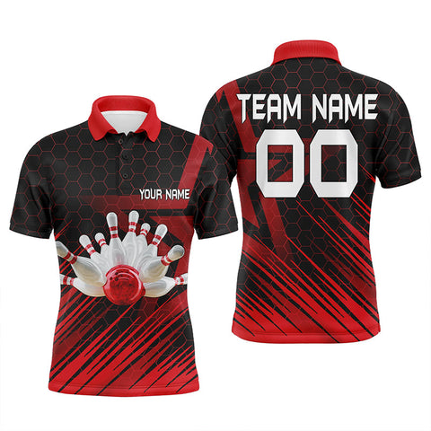 Red Bowling Shirt For men Custom polo Bowling Jersey 3D Bowling Team Shirt For men NQS5140