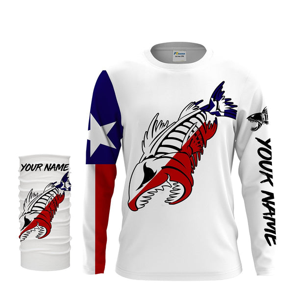 Fish reaper Fishing Texas Flag patriotic Customize Name UV protection quick dry long sleeves fishing shirts UPF 30+ NQS2241