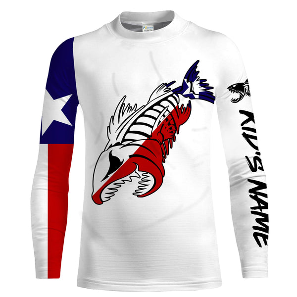 Fish reaper Fishing Texas Flag patriotic Customize Name UV protection quick dry long sleeves fishing shirts UPF 30+ NQS2241