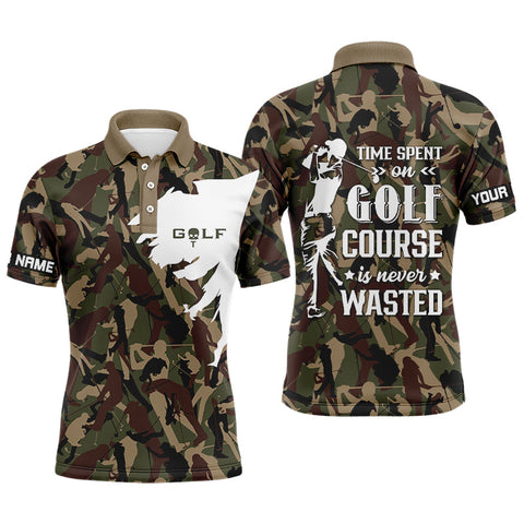 Mens golf polo shirt custom camo golf shirt time spent on golf course is never wasted men golf apparel NQS6042