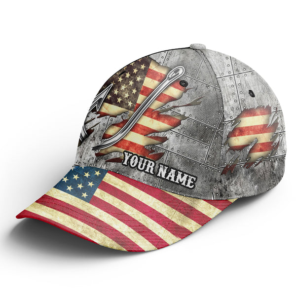 American flag fish hook fishing camo Custom fishing hat Unisex Fishing Baseball Angler flag hat cap NQS2532