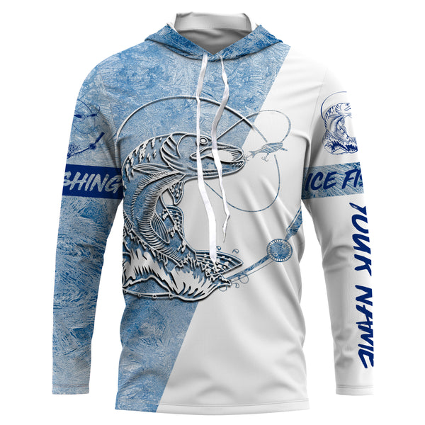 Northern Pike Ice Fishing Winter Fishing Performance Long Sleeve Shirts, Ice Fishing Northern Pike Clothing FSD2660