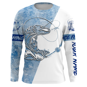 Northern Pike Ice Fishing Winter Fishing Performance Long Sleeve Shirts, Ice Fishing Northern Pike Clothing FSD2660