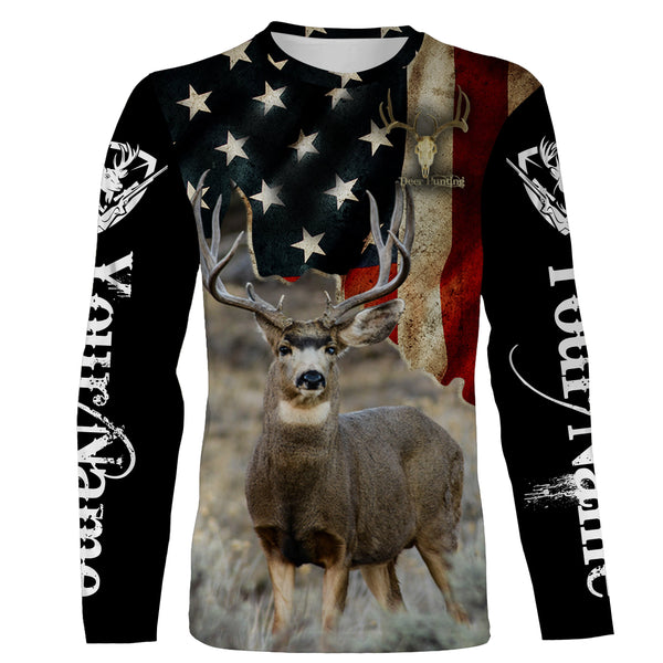 Mule Deer American flag 3D all over print Shirts, Personalized hunting gifts for Men, Women and Kid FSD3162