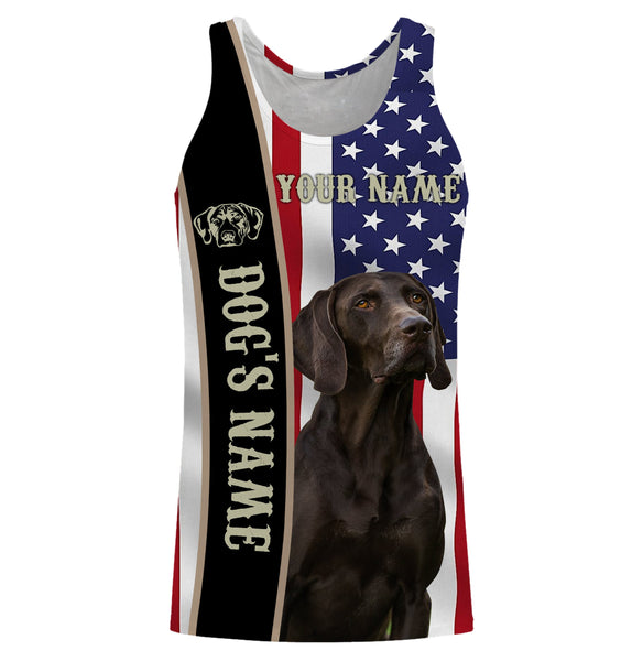 German Shorthaired Pointer American flag custom Name Full printing shirts, GSP Patriotic gifts FSD3256