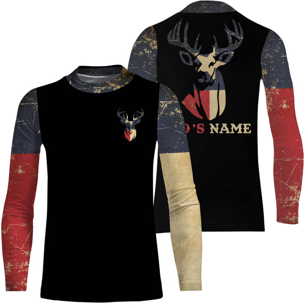 Texas Deer Hunting TX flag custom name all over print shirts, personalized Deer hunting gifts FSD3186