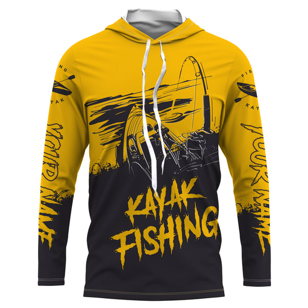 Kayak Fishing Sketch Custom Name All Over Printed UV Protection Long Sleeve, Kayak Performance Shirts FSD2526