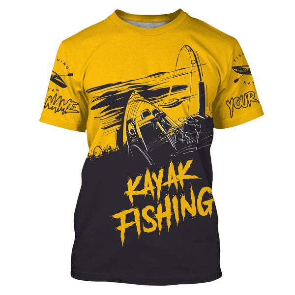 Kayak Fishing Sketch Custom Name All Over Printed UV Protection Long Sleeve, Kayak Performance Shirts FSD2526