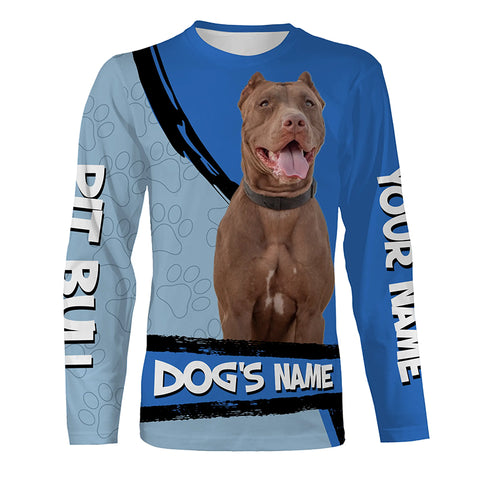 American Pit Bull Terrier Customize Name 3D All over print Shirts, Pit Bull dog lover Gifts FSD3536